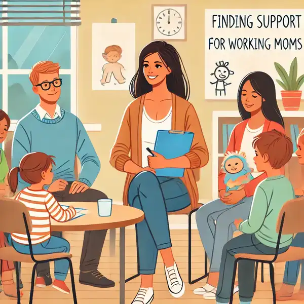 How can working moms find support from their community or workplace