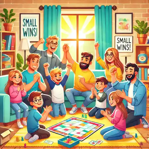 Parenting Tips for Blended Families - family celebrating small wins